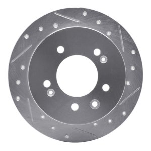 Hyundai Elantra Brake Rotor (1) - Rear Right - R1 Concepts - Drilled & Slotted - Silver - `07-`10